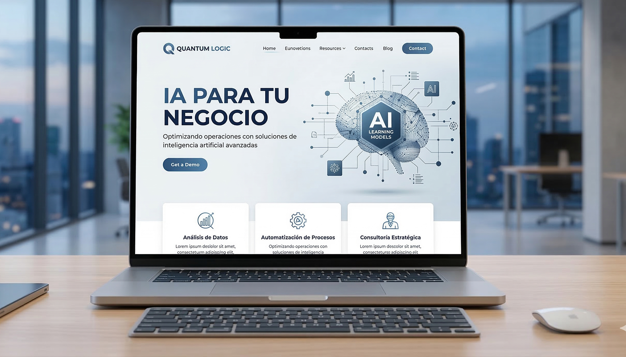 Ejemplo de web corporativa moderna para servicios de diseño web