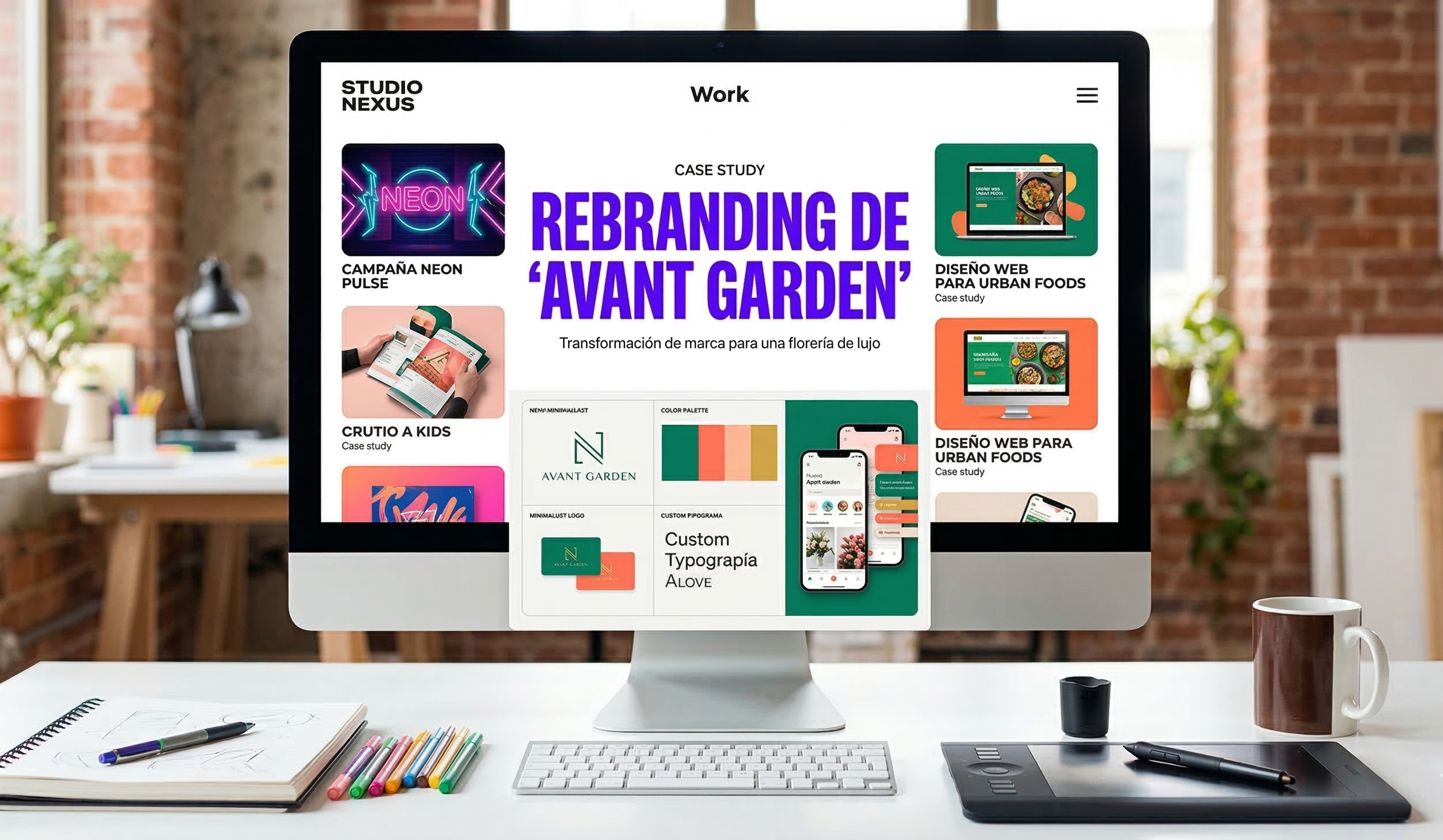 Diseño web creativo mostrado en un recorte editorial